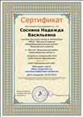 Сертификат о создании персонального мини-сайта в социальной сети nsportal.ru